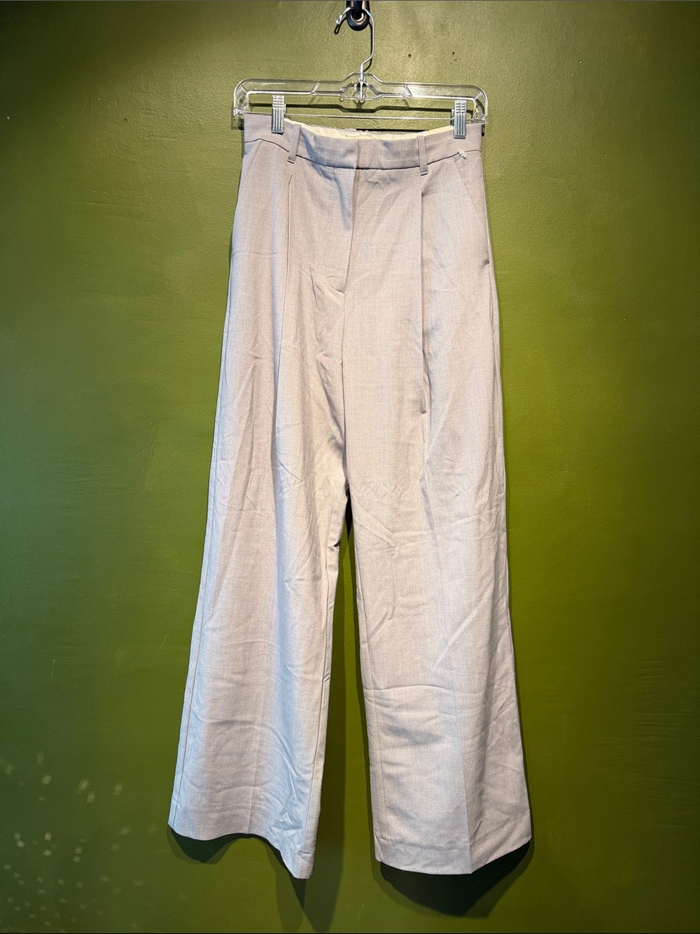 abercrombie & fitch High-Waist Wide Leg Light Gray Trousers